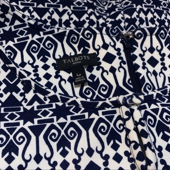 Nwot TALBOTS PETITES Navy/White Printed Dress - Picture 5 of 6
